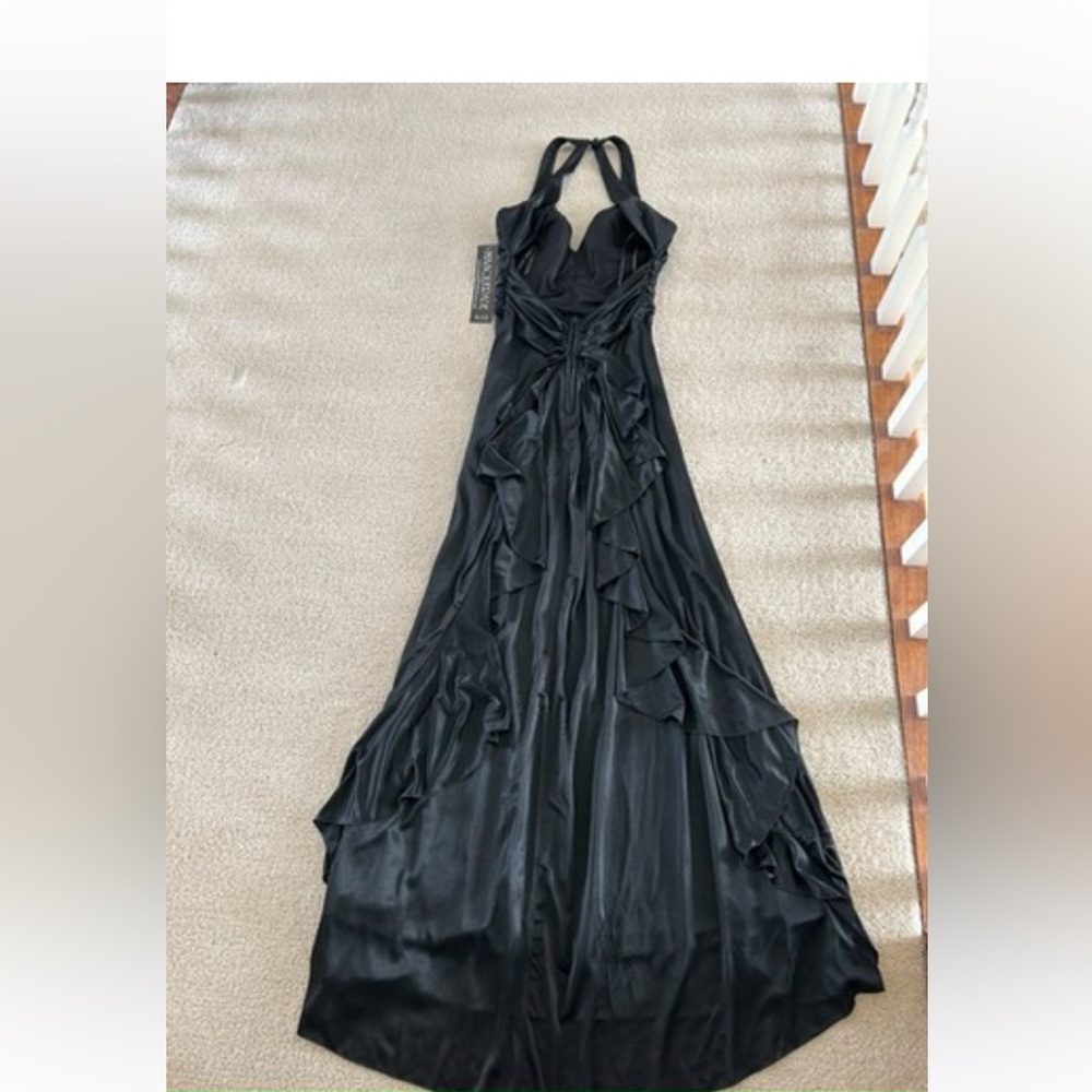 Masquerade Black Halter Backless Gown Medium 9